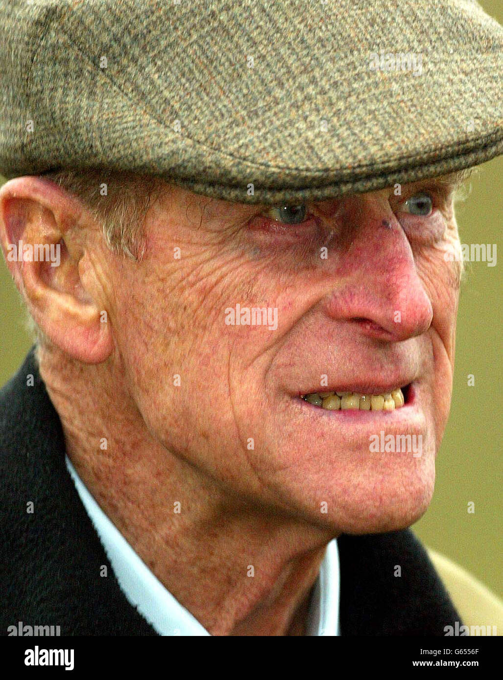 The Duke of Edinburgh during a visit to a clay pigeon shooting competition organised by the British Association of Shooting and Conservation on the Royal Sandringham Estate near Kings Lynn, Norfolk. Stock Photo