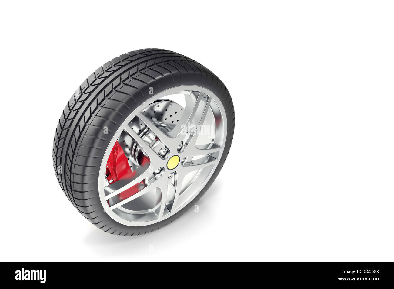 Car wheel isolated on white background. 3d illustration Stock Photo - Alamy