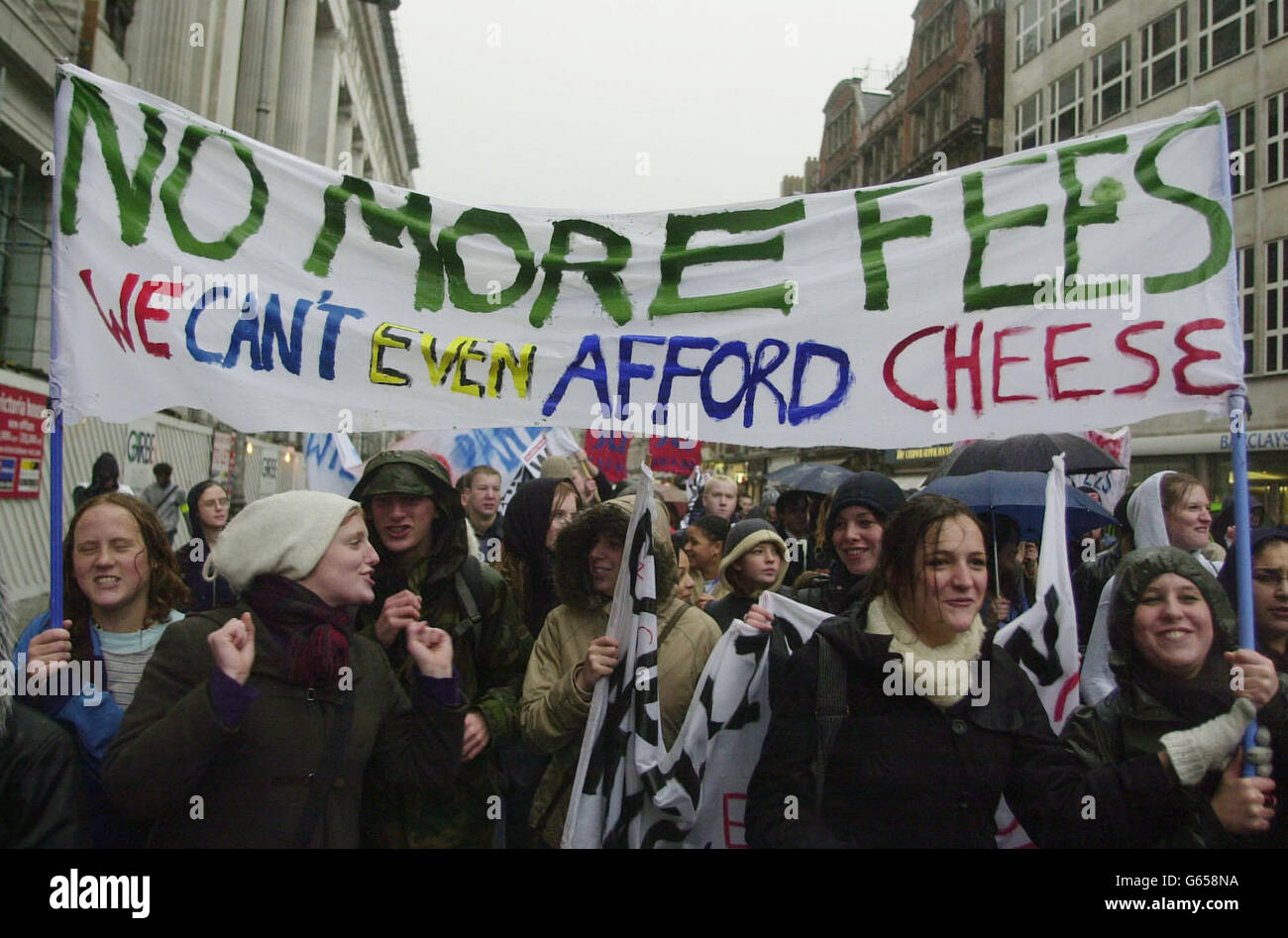 Students protest against fees Stock Photo