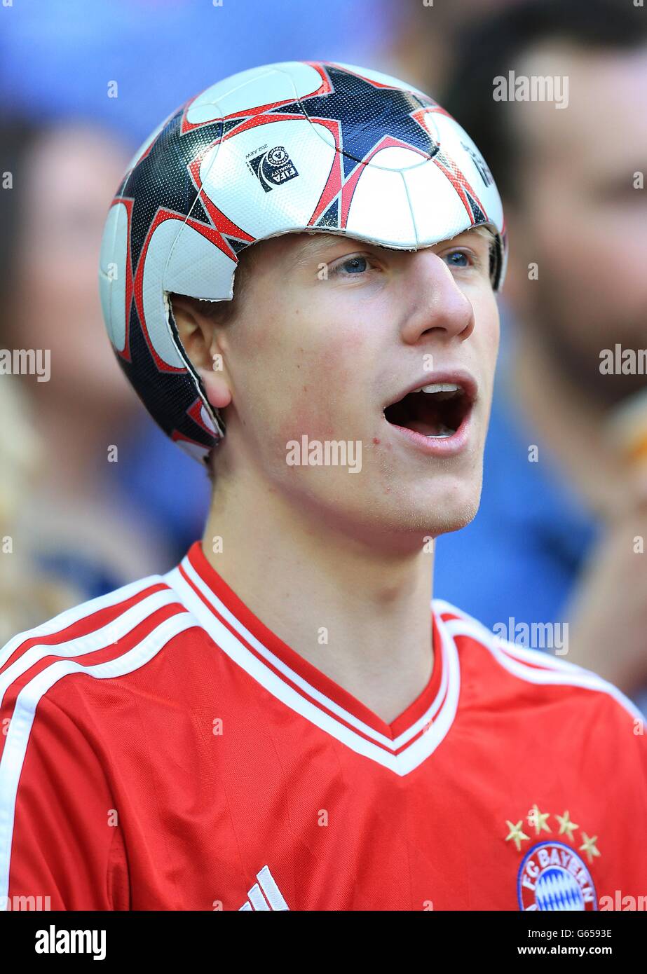 Munich fan wears hat made out of football hires stock photography and images Alamy