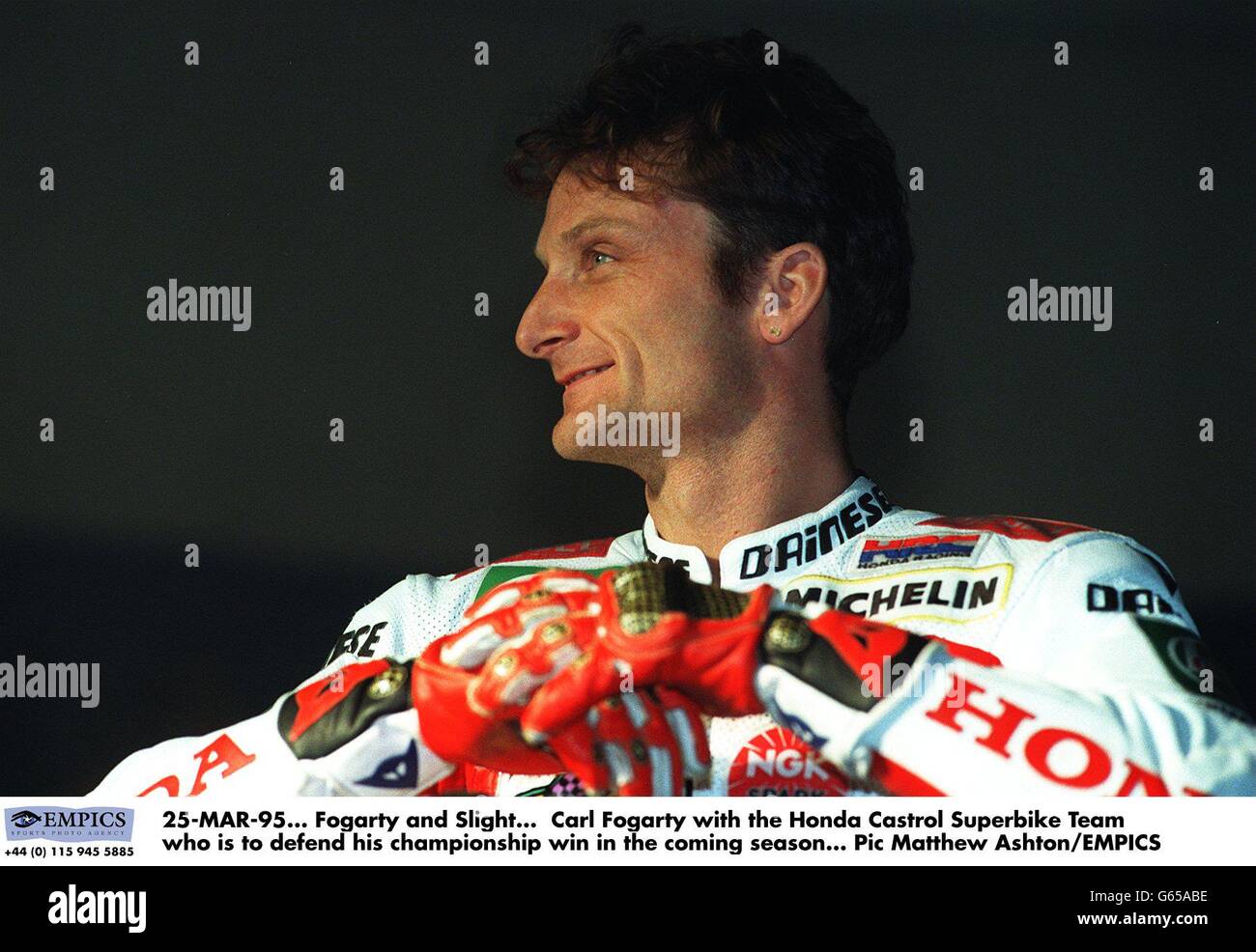 MOTOR RACING - Superbikes - Aaron Slight and Carl Fogerty at Honds/Castrol Team Photocall Stock Photo