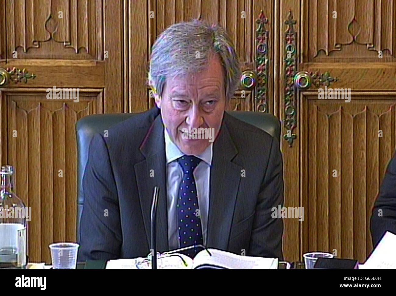 Stephen Dorrell during the Health Select Committee at the House of Commons, central London on the subject of Emergency Services and Emergency Care. Stock Photo