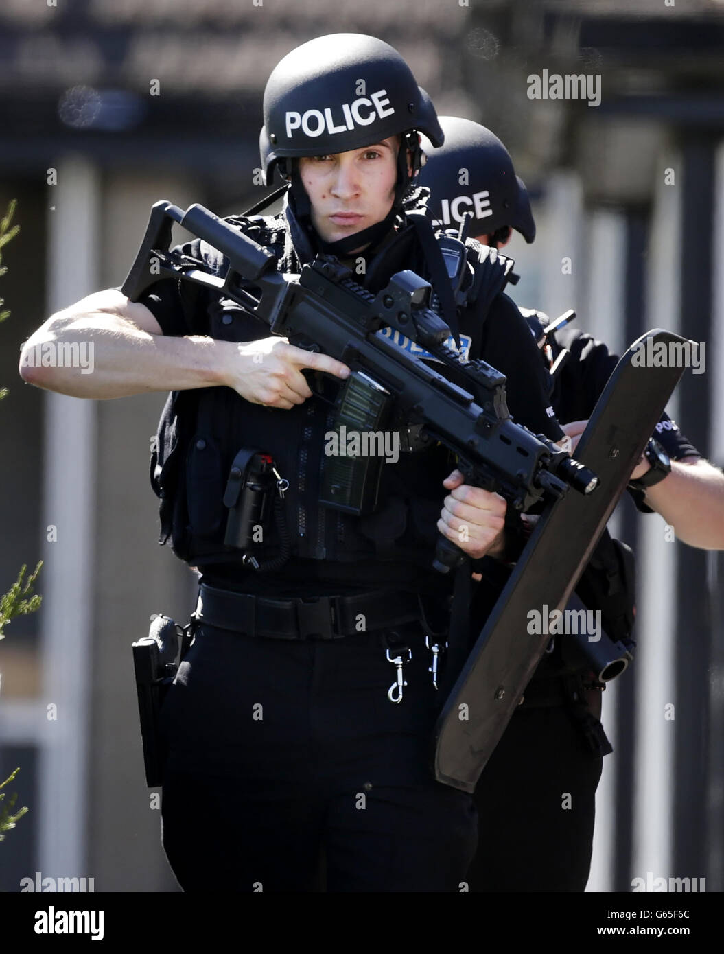 Police respond to incident in flat Stock Photo