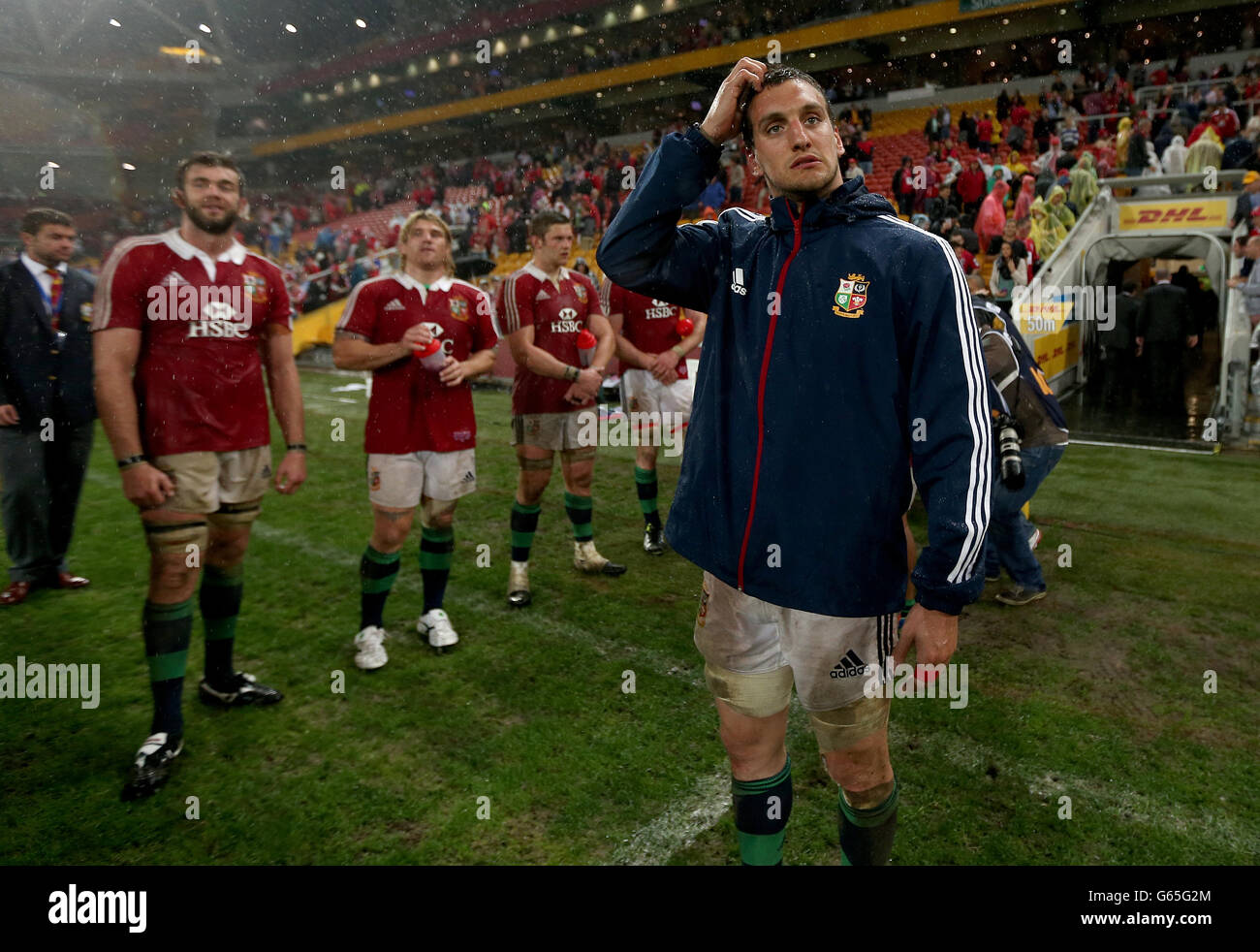 British and Irish Lions Sam Warburton after the final whistle in the British and Irish Lions Tour match at the Suncorp Stadium, Brisbane, Australia. PRESS ASSOCIATION Photo. Picture date: Saturday June 8, 2013. See PA story RUGBYU Lions. Photo credit should read: David Davies/PA Wire. RESTRICTIONS: , Non-commercial use, Photographs cannot be altered or adjusted other than in the course of normal journalistic or editorial practice (including cropping/manipulation for purpose of formatting or superimposition of captions/headings). Call 44 (0)1158 447447 for further information. Stock Photo