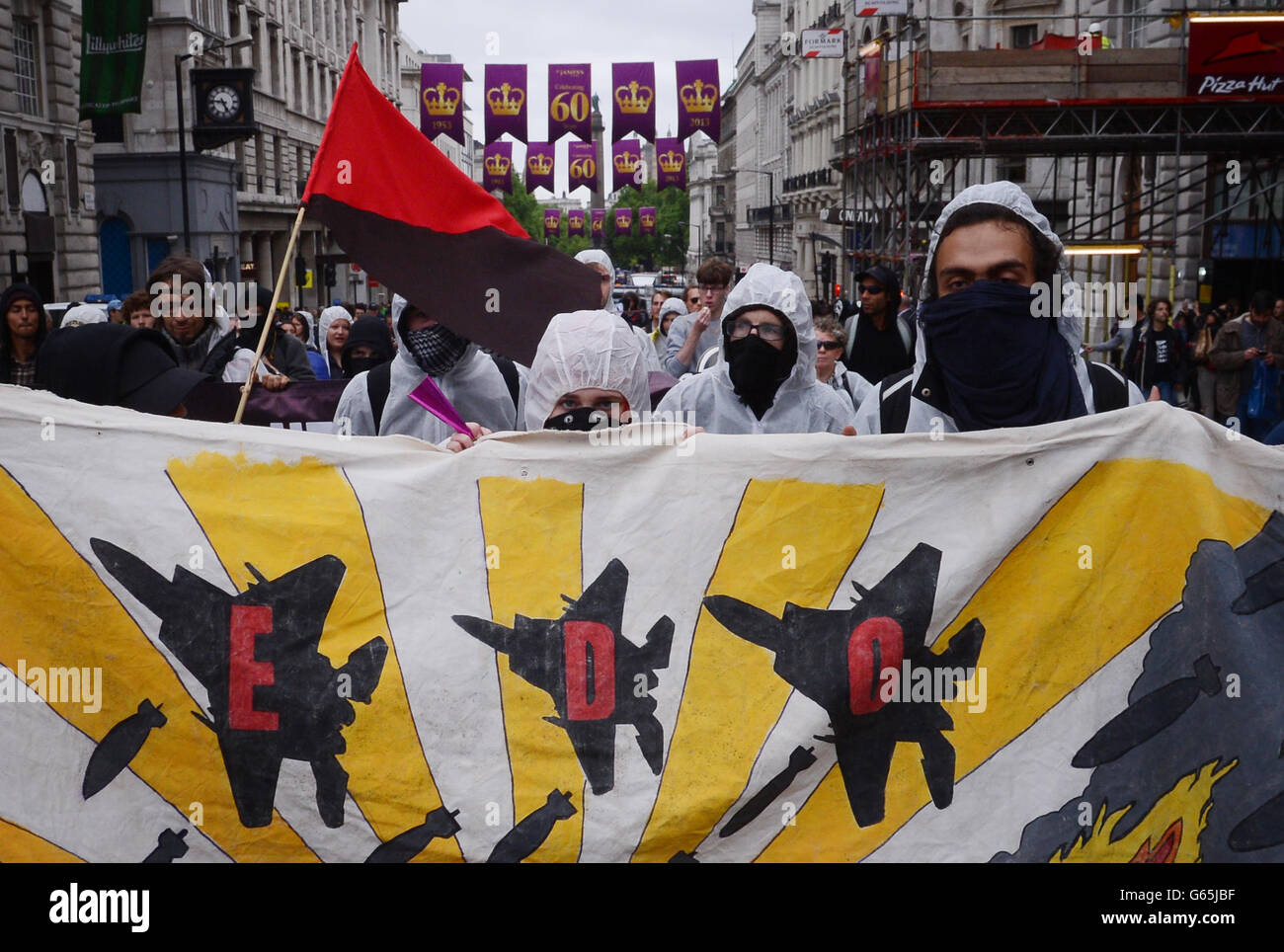 G8 protesters in London Stock Photo