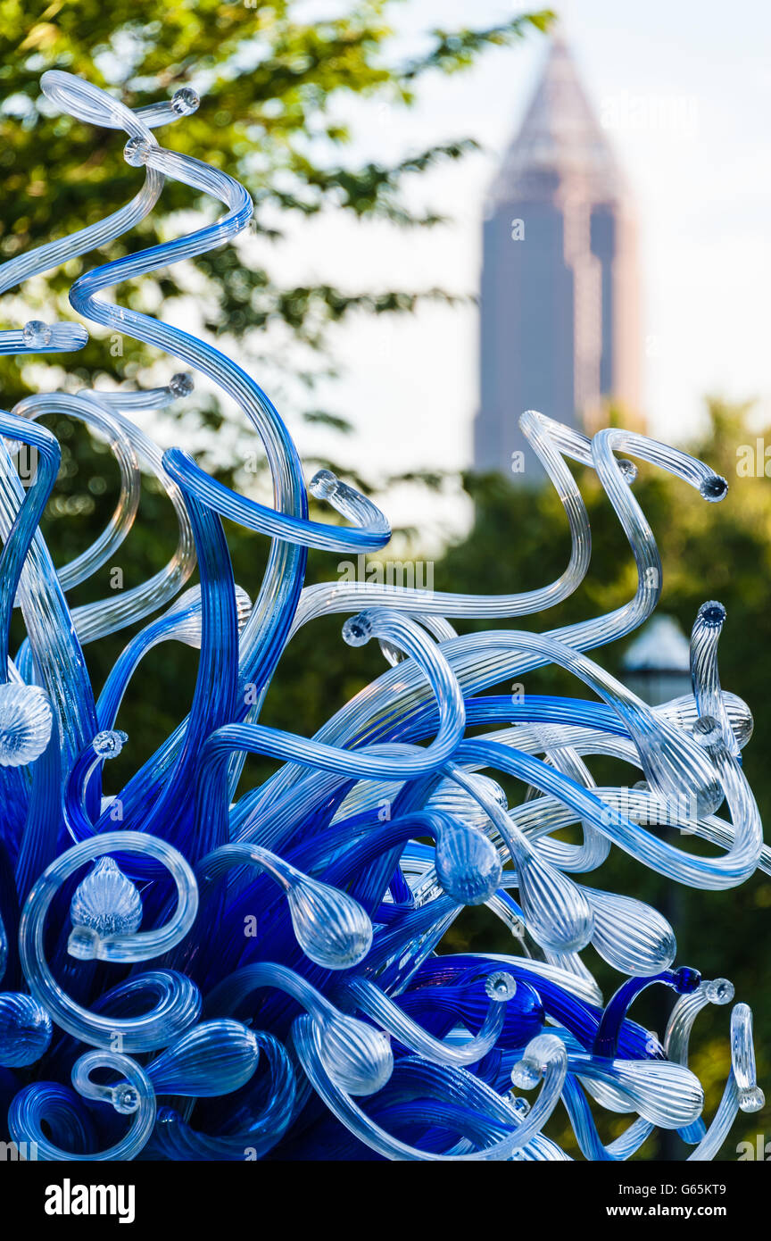 Glass artist Dale Chihuly's Parterre Fountain installation at Atlanta Botanical Garden in Midtown Atlanta, Georgia, USA. Stock Photo