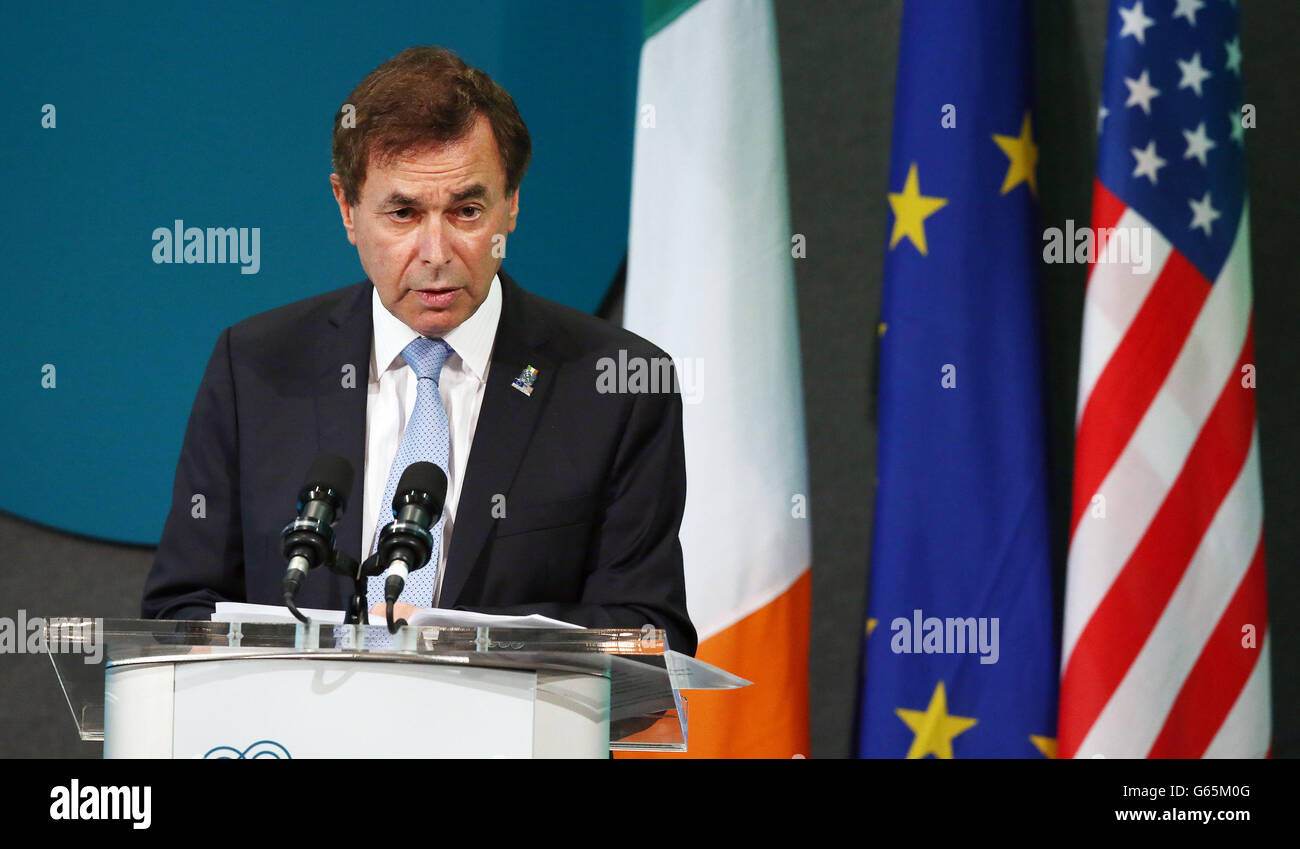 Irish Justice minister Alan Shatter speaking at a press conference as ...