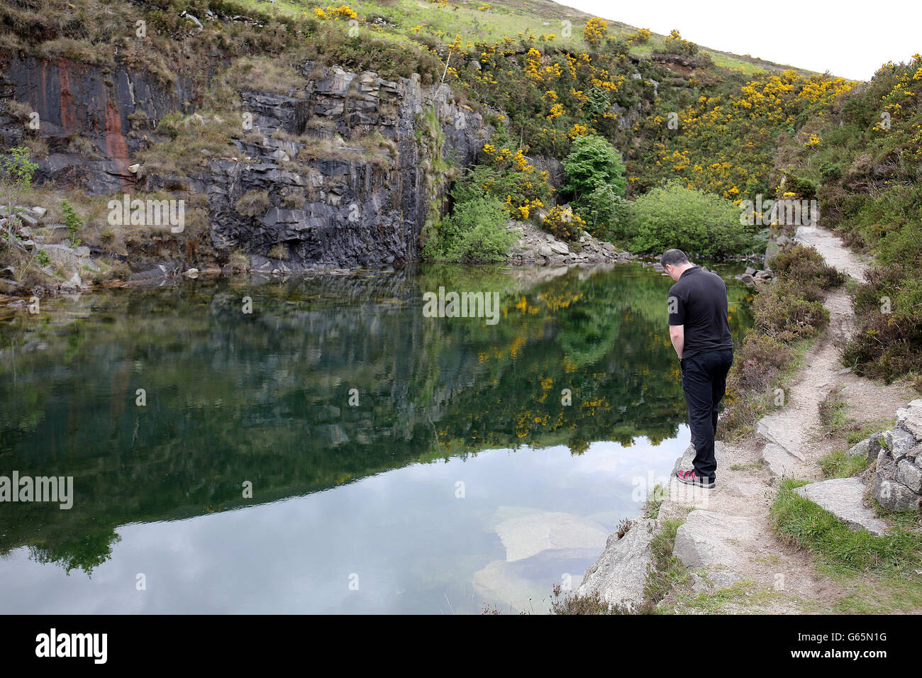 The remote disused quarry in rural Co Down, Northern Ireland, where Colin Polland died in a bid to save Kevin O'Hare 15, who got into difficulties when swimming in the quarry, but also died. Stock Photo