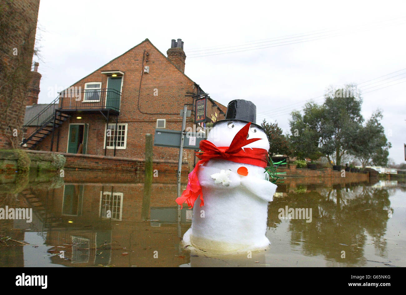 The scene in Acaster, near York, as the area is flooded after heavy rains. Stock Photo