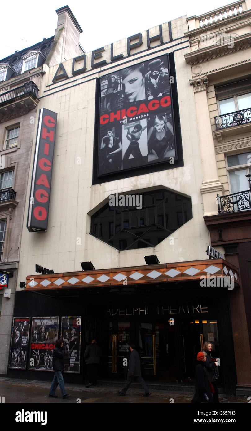 The adelphi theatre on the in london showing the musical hires stock