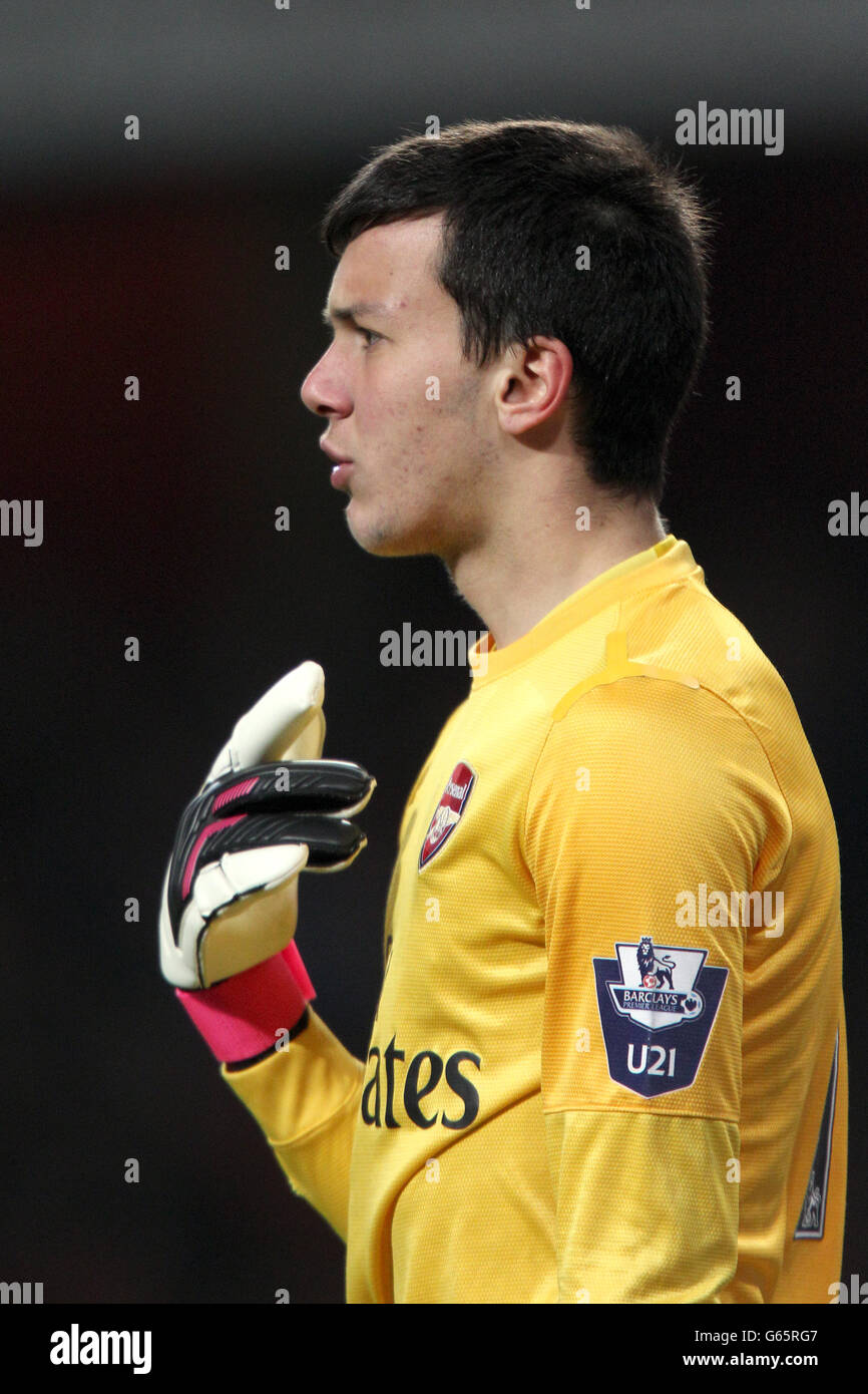 Soccer - NextGen Series - Quarter Final - Arsenal v PFC CSKA - Emirates Stadium. Deyan Iliev, Arsenal goalkeeper Stock Photo