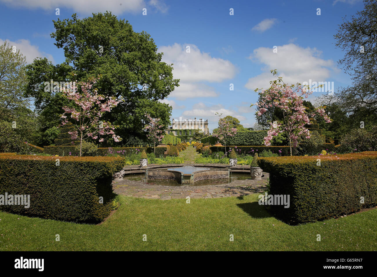 General view of the gardens at Highgrove House at the launch for the Coronation Meadows Initiative by the Prince of Wales. Stock Photo