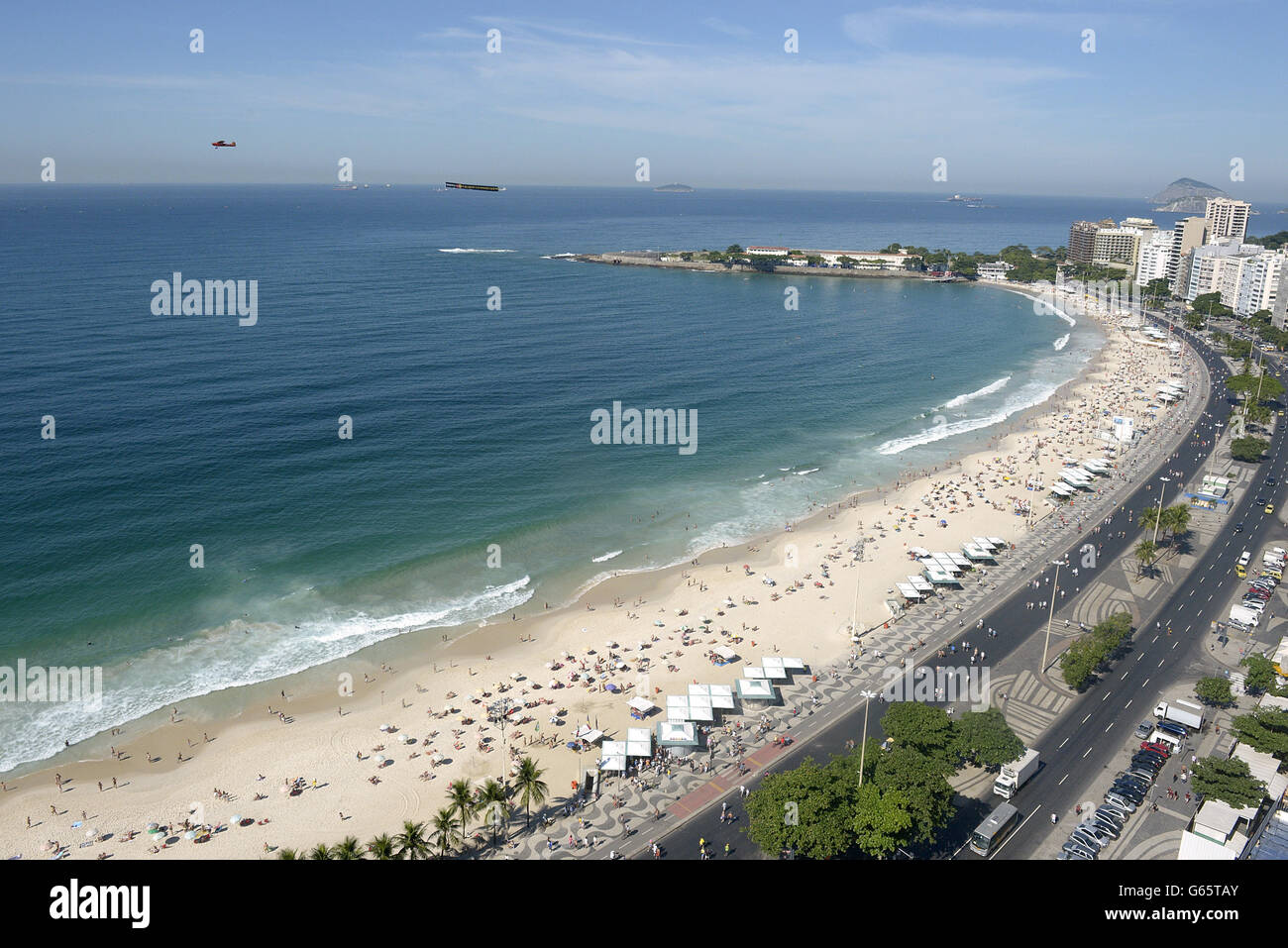 A general view of the beachfront and promenade in Rio De Janeiro Stock