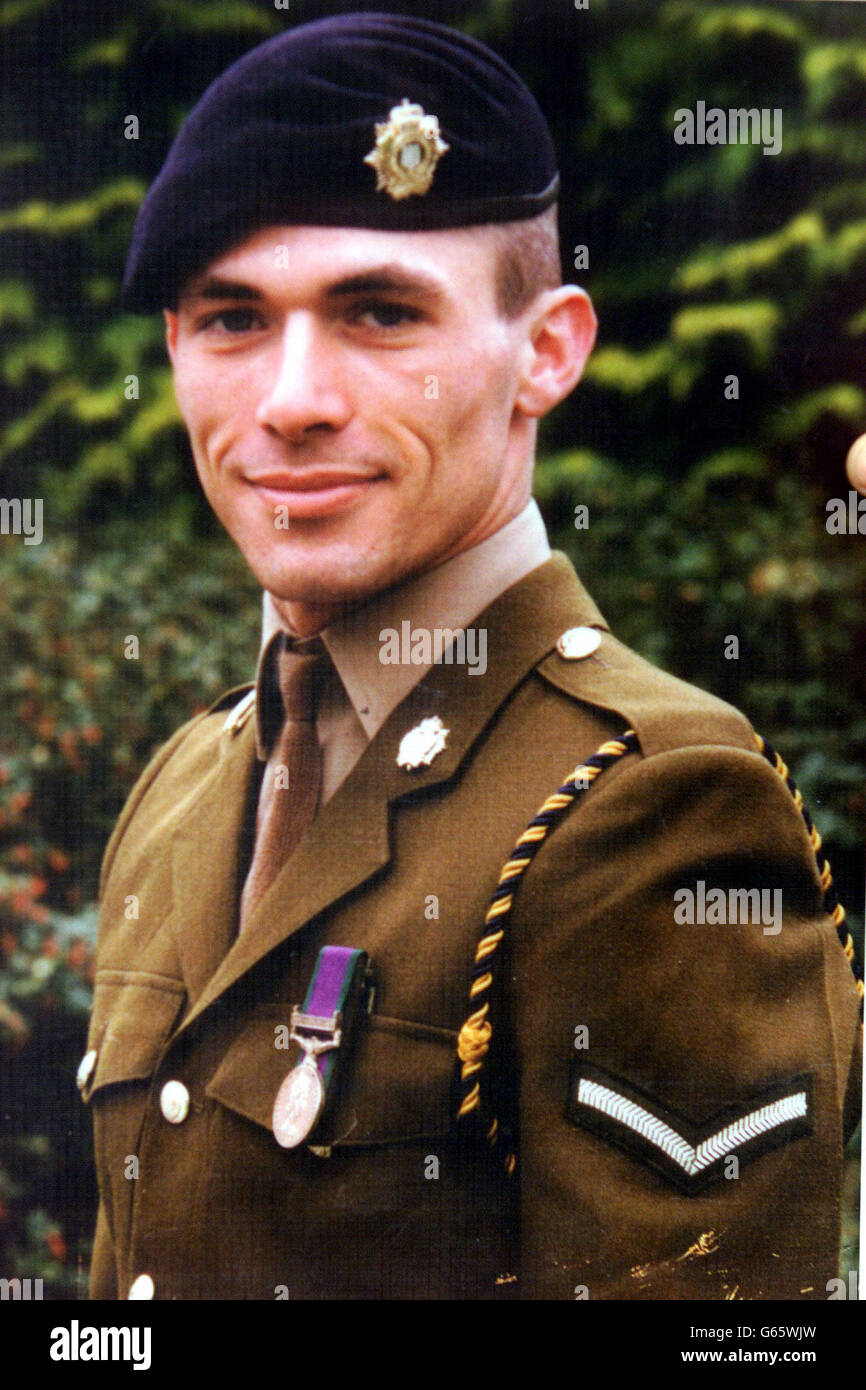 : Collect picture of Tony Green aged 25 of the Royal Scots Regiment who was shot dead accidently in Shackleton Army Barracks in Londonderry in January 2001 by colleague, * ... Private William Graham, who was jailed for two years on a manslaughter charge. His distraught mother, Liz Green, said that she would not rest until she found out what really happened to him. Stock Photo