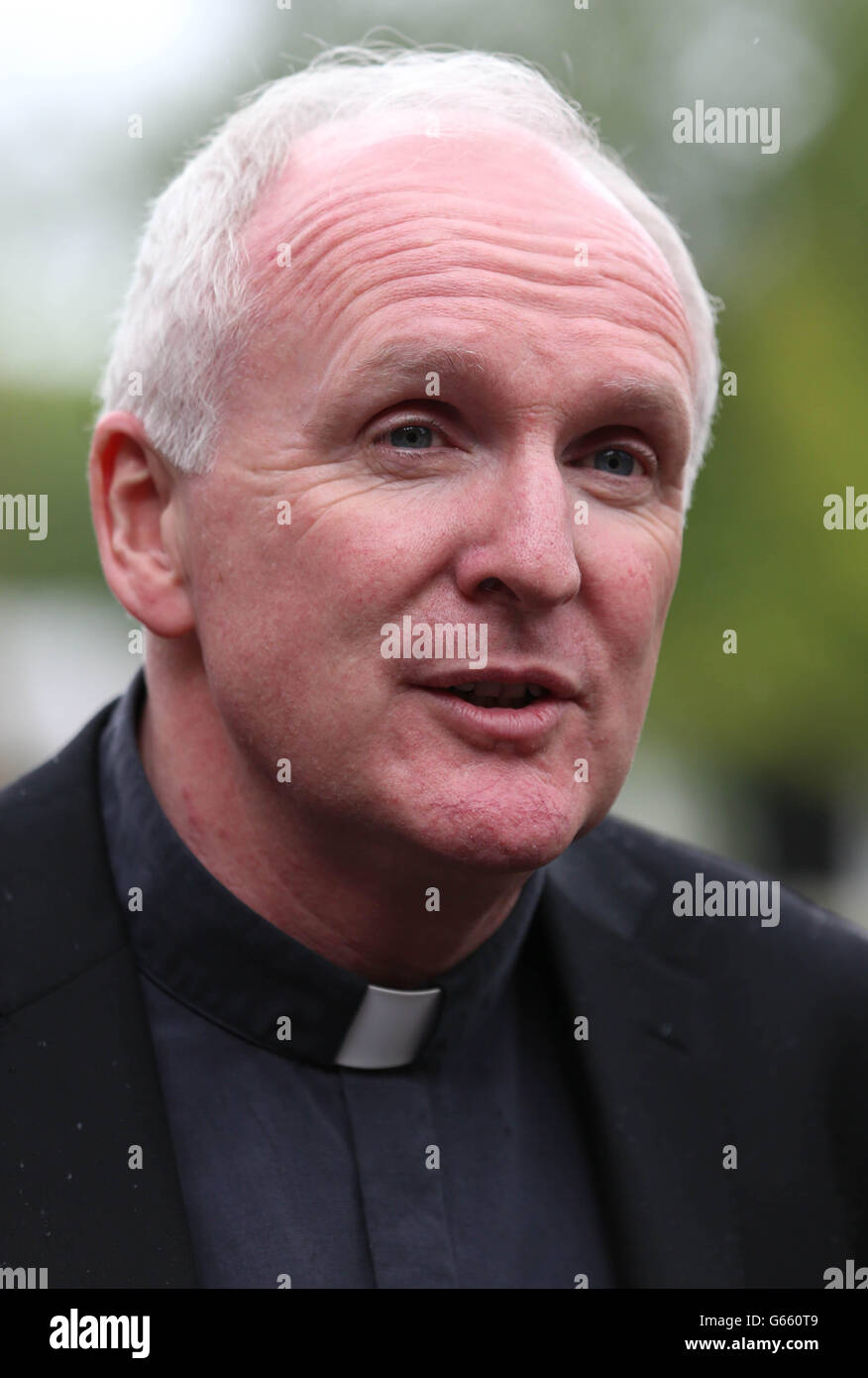 Bishop Brendan Leahy speaking to the media during a break in the Irish Bishop's Conference at NUI Maynooth. Stock Photo