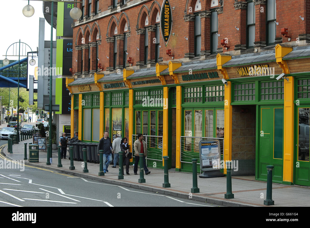 A general view of the Walkabout bar on Broad Street, Birmingham, where it is understood members of both the Australian and England cricket teams were at some point on Saturday night after England's 48-run victory over Australia in the Champions Trophy opening match at Edgbaston. Stock Photo