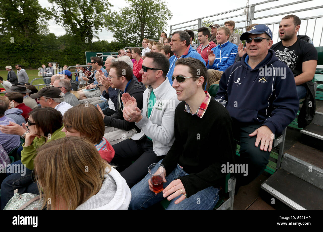 Cricket - Yorkshire Bank 40 - Group B - Surrey v Lancashire Lightning - The Sports Ground. Surrey fans in the stands Stock Photo