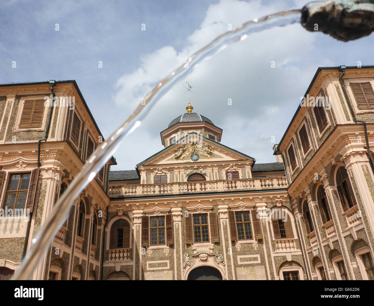 Favorite Palace, fountain, Rastatt, Germany, Baden-Württemberg, Schwarzwald, Black Forest Stock Photo