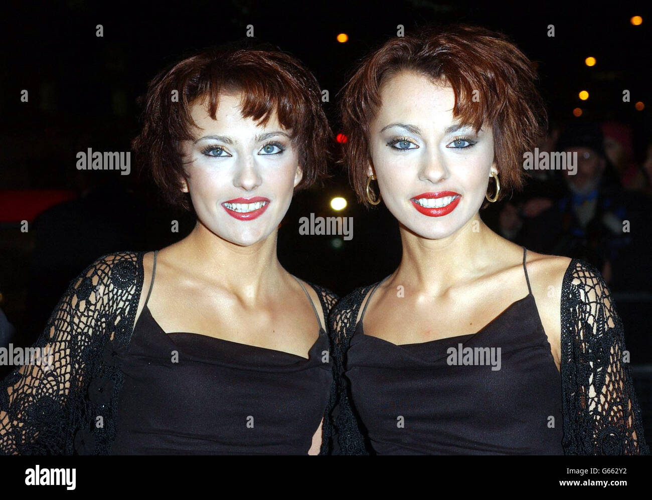 The Cheeky Girls arriving at Madame Tussauds, London, for the GMTV 10th birthday party. Stock Photo