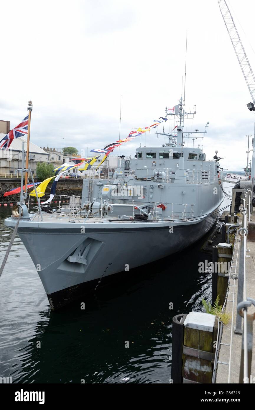 HMS Bangor a Minehunter at the Faslane Naval Base on the Clyde which ...