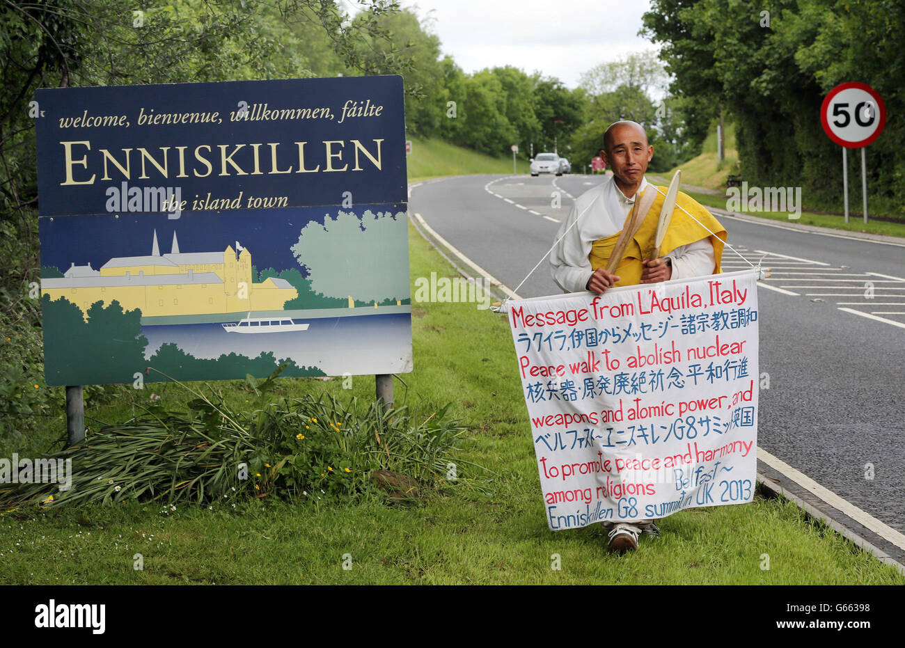 Anti Nuclear Campaigner Japanese Buddhist Monk Toyoshige Sekiguchi Arrives In Enniskillen Hi Res Stock Photography And Images Alamy