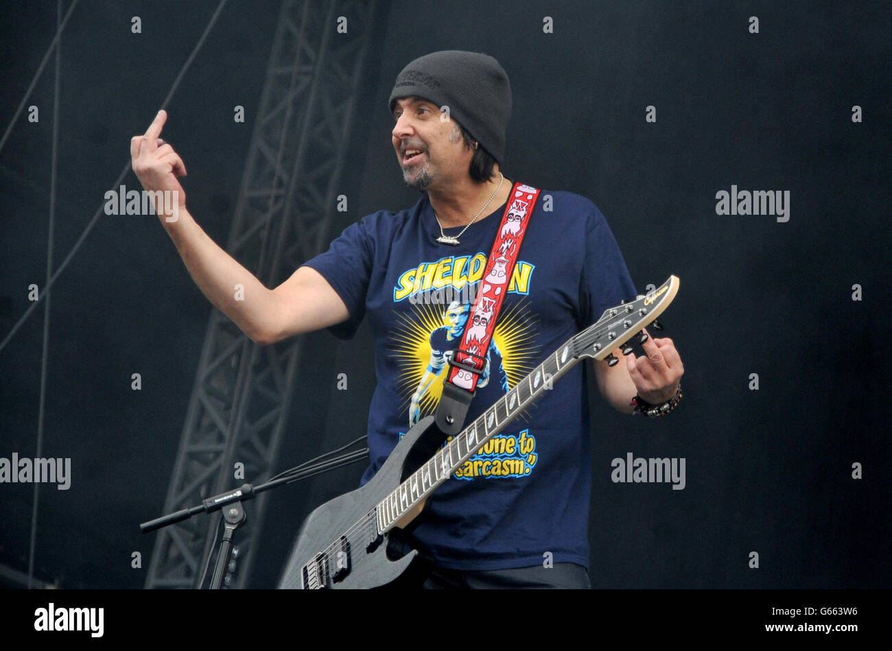 Phil campbell motorhead gestures he performs download festival castle