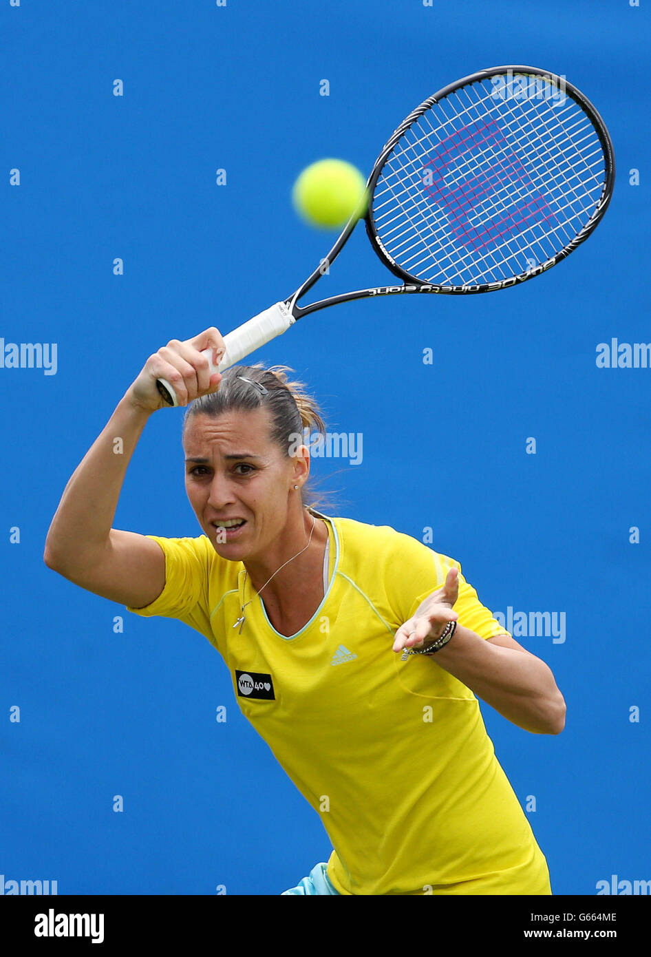 Italy's Flavia Pennetta in action against Marion Bartoli during the