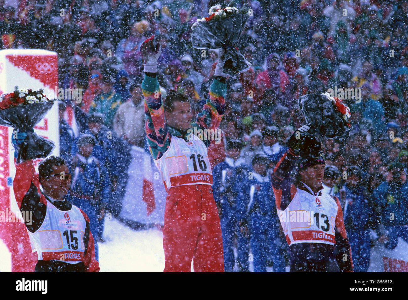 Winter Olympics 1992 Albertville 92 Men's Freestyle Skiing Stock