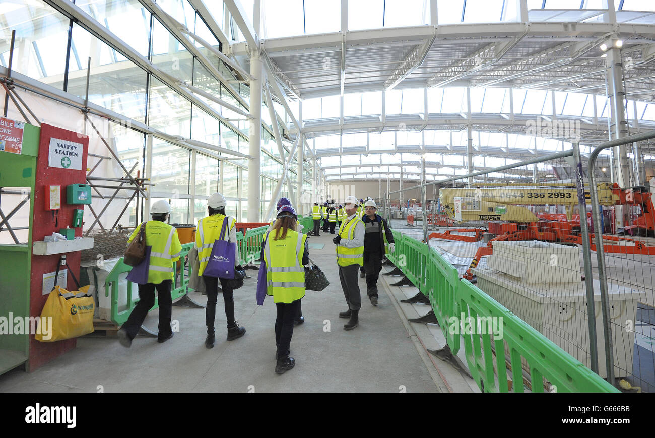 General view of inside Heathrow's Terminal 2, which is undergoing renovation and due to open on 4th June 2014 Stock Photo