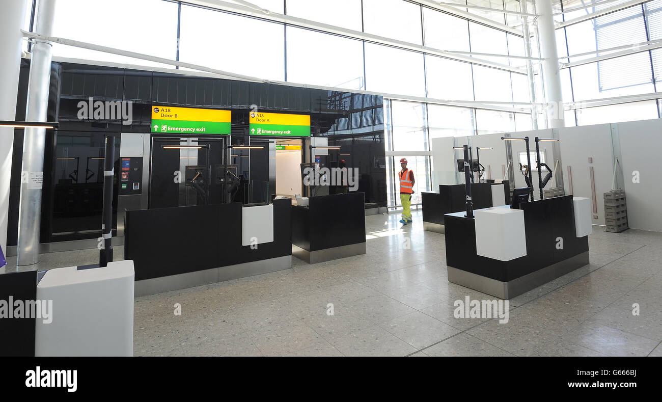 General view of one of the gates inside Heathrow's Terminal 2, which is undergoing renovation and due to open on 4th June 2014 Stock Photo