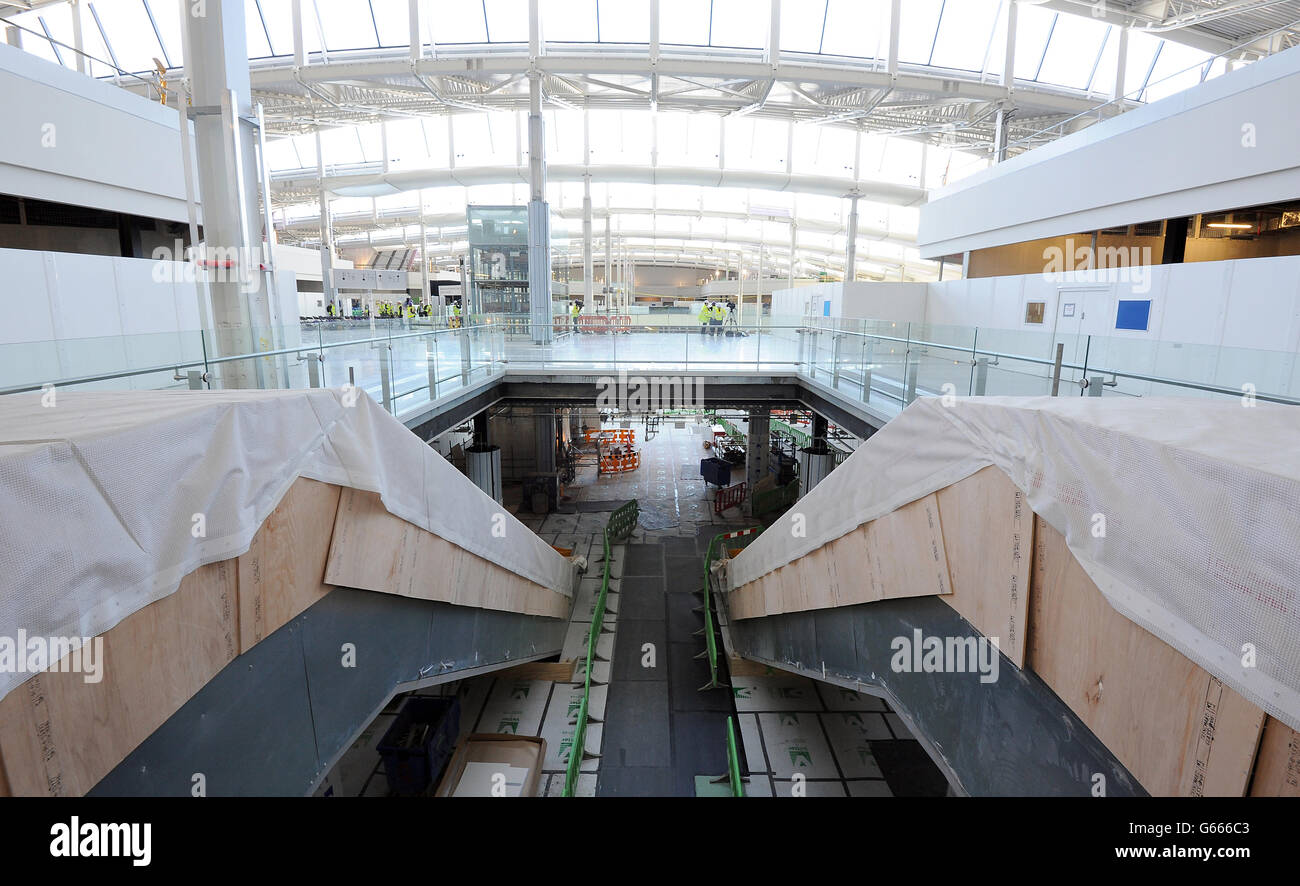 One Year to Go - Heathrow Terminal 2. General view of inside Heathrow's Terminal 2, which is undergoing renovation and due to open on 4th June 2014 Stock Photo