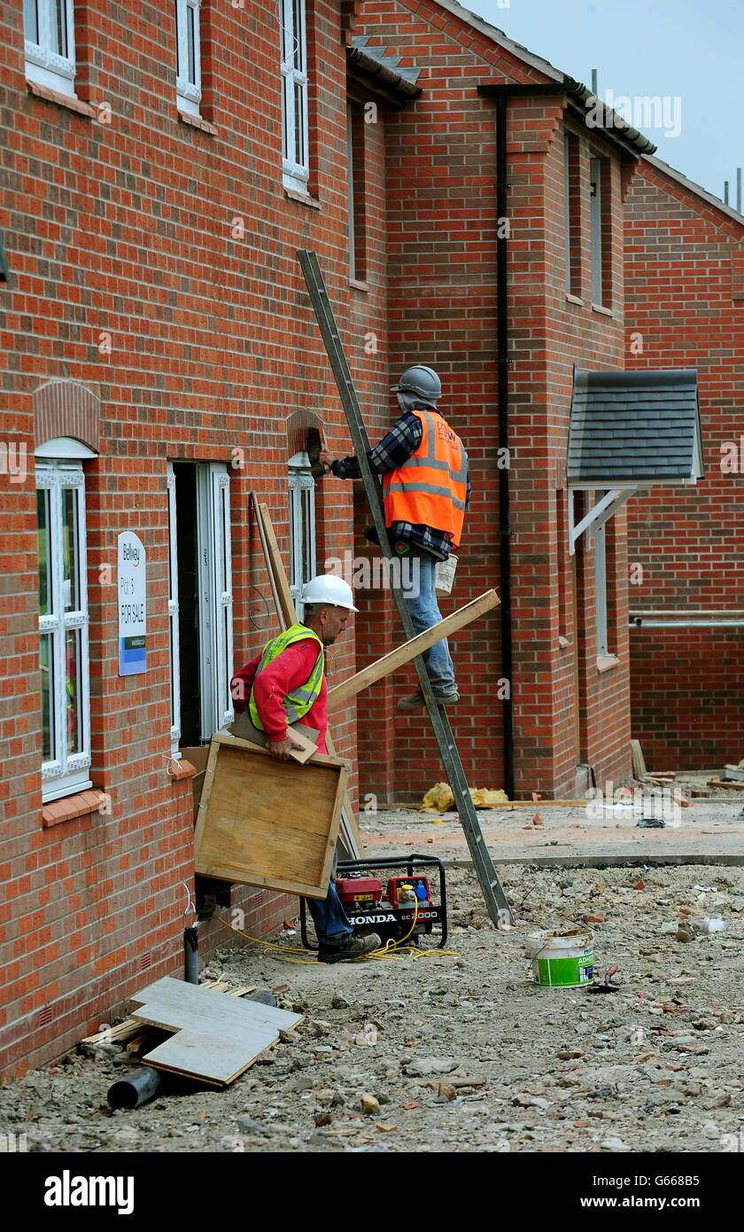 Property stock. General view of construction workers, Derbyshire. Stock Photo