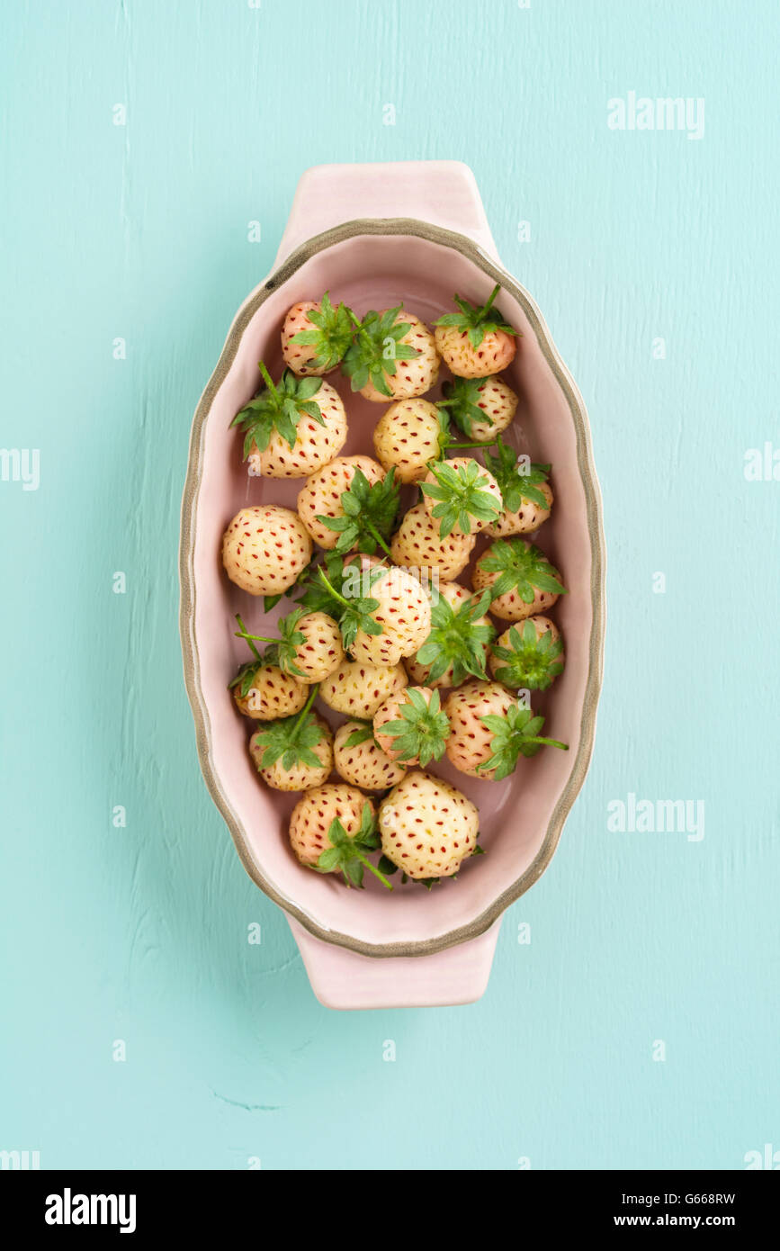 Pineberries in a bowl Stock Photo