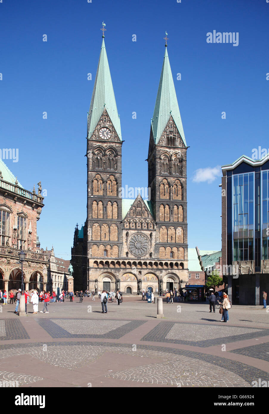 Cathedral and market place, Bremen, Germany Stock Photo