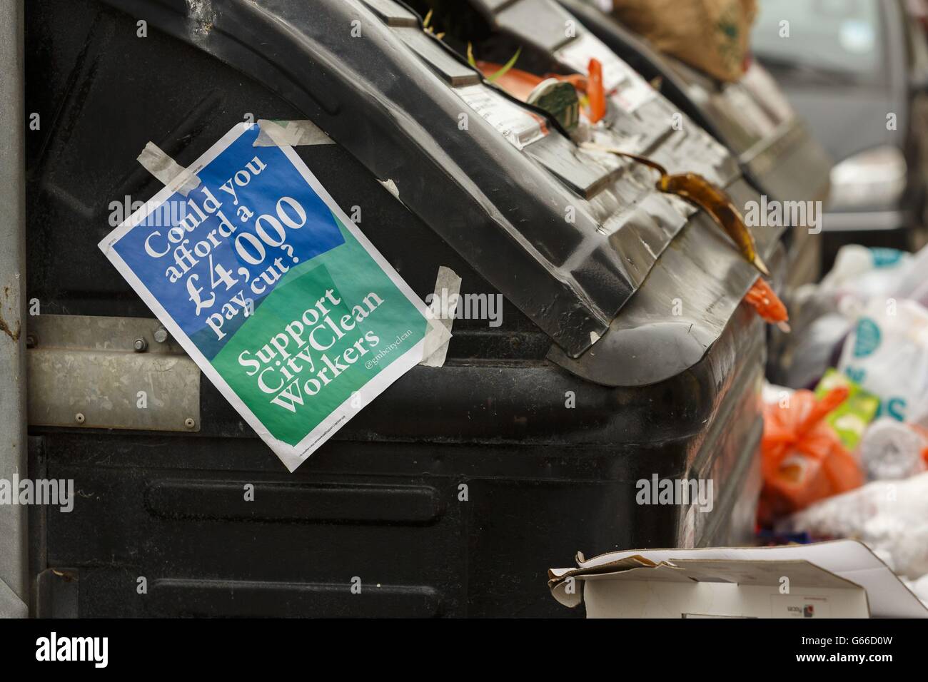 Garbage piled up in Brighton, East Sussex, where refuse collectors have