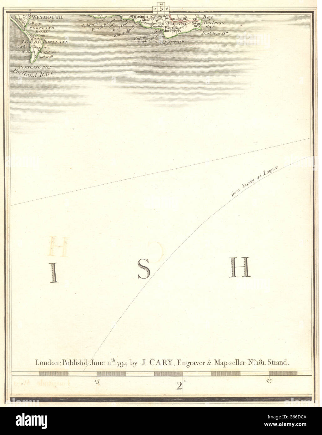 DORSET COAST: Weymouth Portland Swanage St Albans Head Channel. CARY, 1794 map Stock Photo