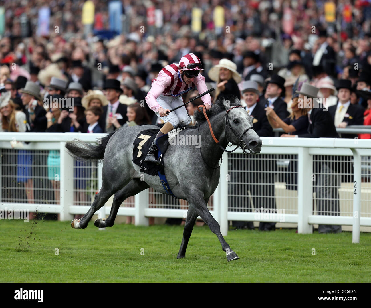 Lethal Force ridden by Adam Kirby wins the Diamond Jubilee Stakes during day five of the Royal Ascot meeting at Ascot Racecourse, Berkshire. Stock Photo