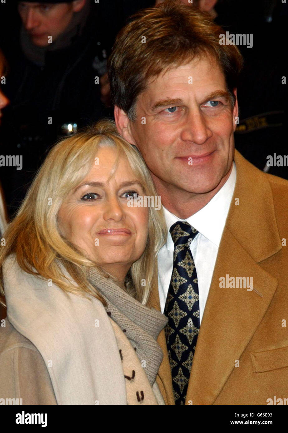 Actor Simon MacCorkindale and actress Susan George arrives for the UK film premiere of Stephen Daldry's 'The Hours' at the Chelsea Cinema in south-west London. Based on the Pulitzer Prize-winning novel by Michael Cunningham. * 'The Hours' stars Nicole Kidman, Julianne Moore and Claire Danes. Stock Photo
