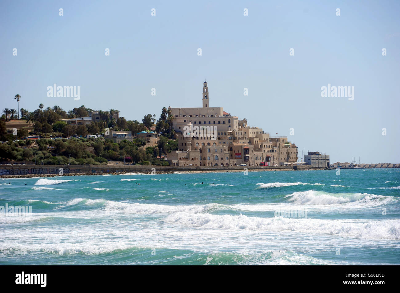 The ancient city of Jaffa as seen from Tel Aviv Stock Photo