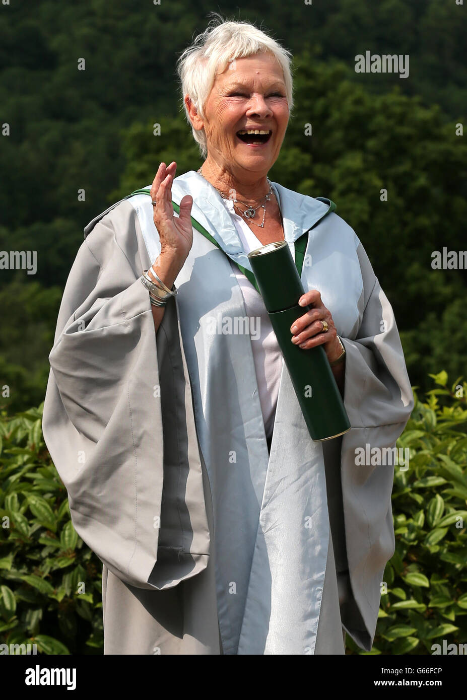 Dame Judi Dench in the Iris Murdoch Dementia Service Development Centre at Stirling University after receiving a doctorate for her contribution to film. Stock Photo
