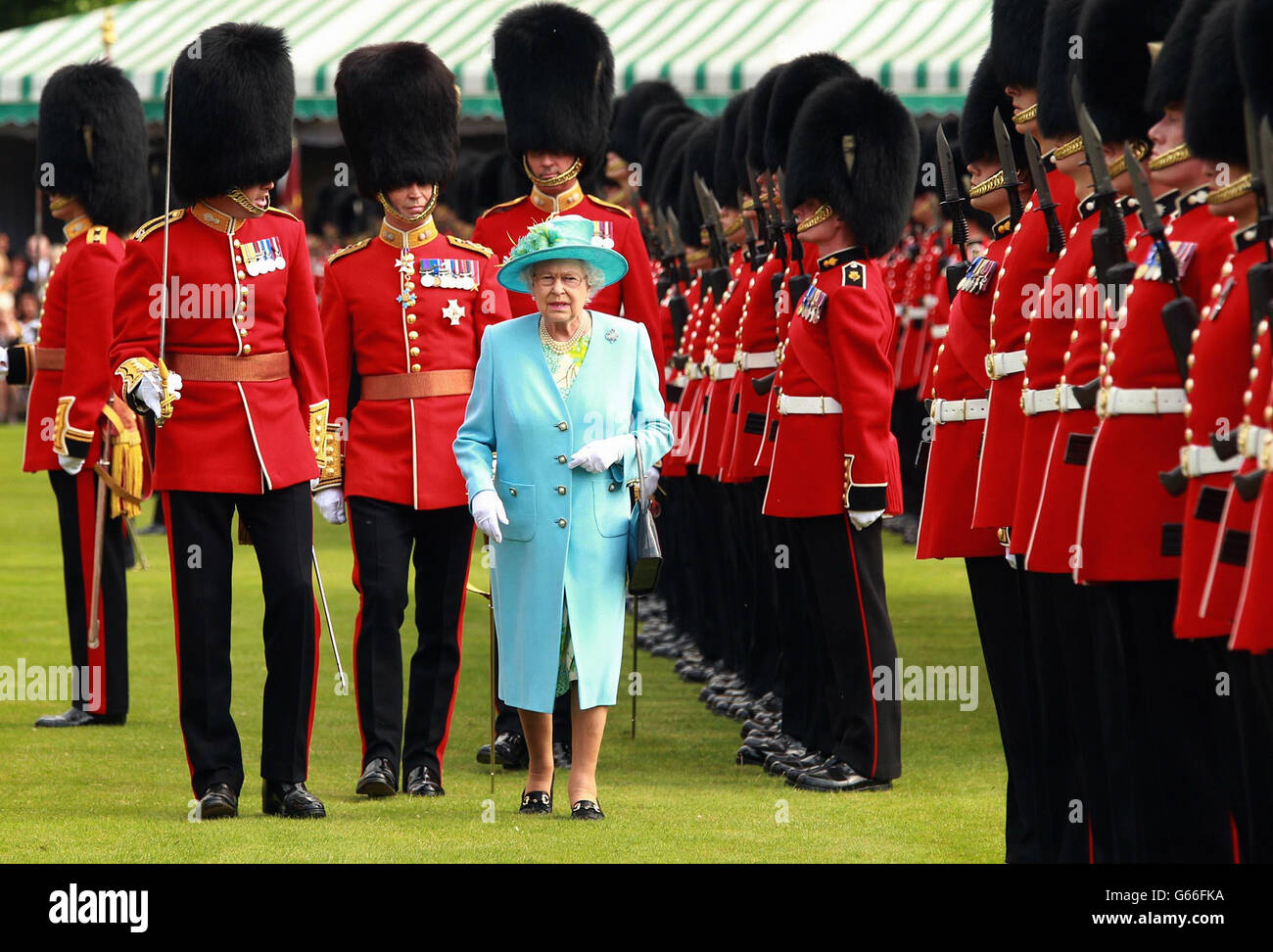 Queen Elizabeth II, ColonelinChief, Grenadier Guards, inspects The Queen's Company before