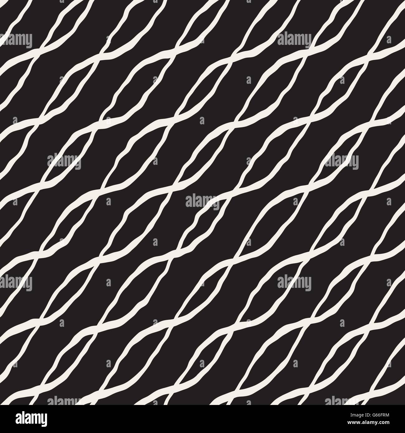 Vector Seamless Hand Drawn Diagonal Wavy Lines Pattern Stock Vector ...