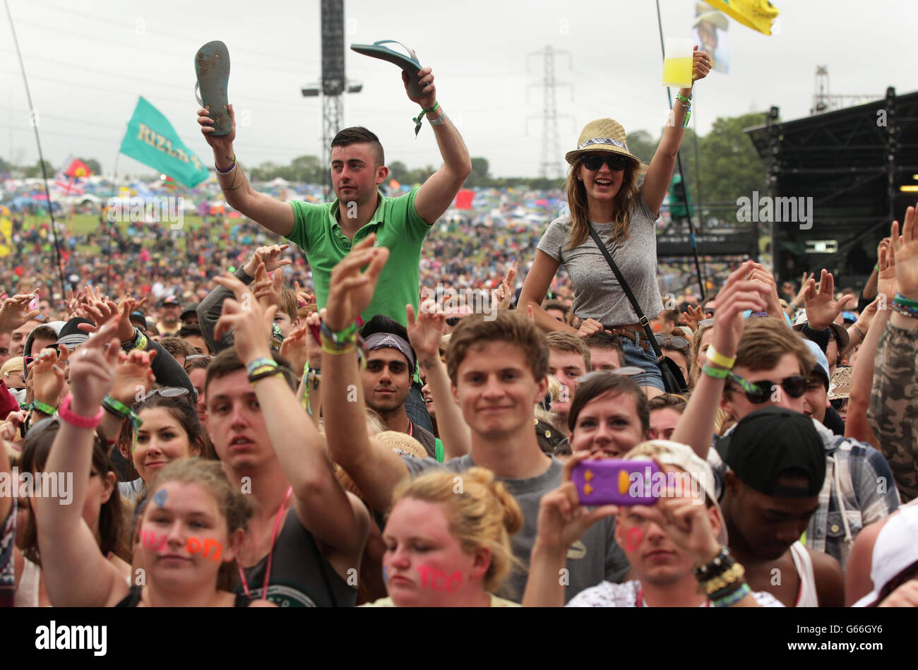 The crowd watching Professor Green performing on the Pyramid Stage, at ...