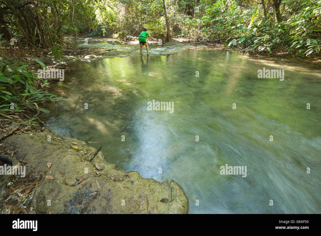 Forest Stream in Huay Mae Kamin National Park, Kanchanaburi, Thailand Stock Photo