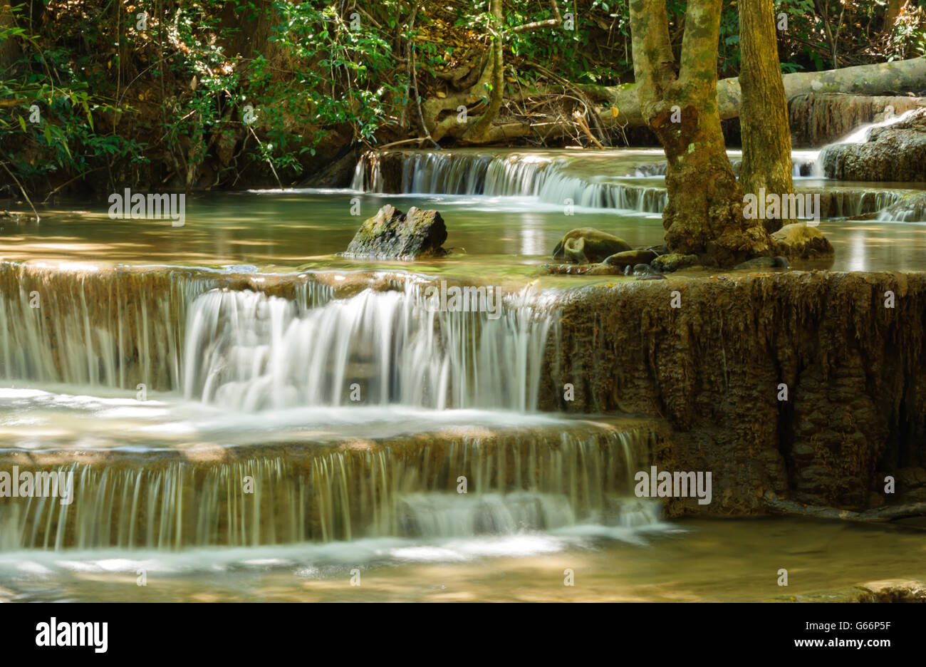 Waterfall forest Huay Mae Kamin National Park, Kanchanaburi, Thailand Stock Photo