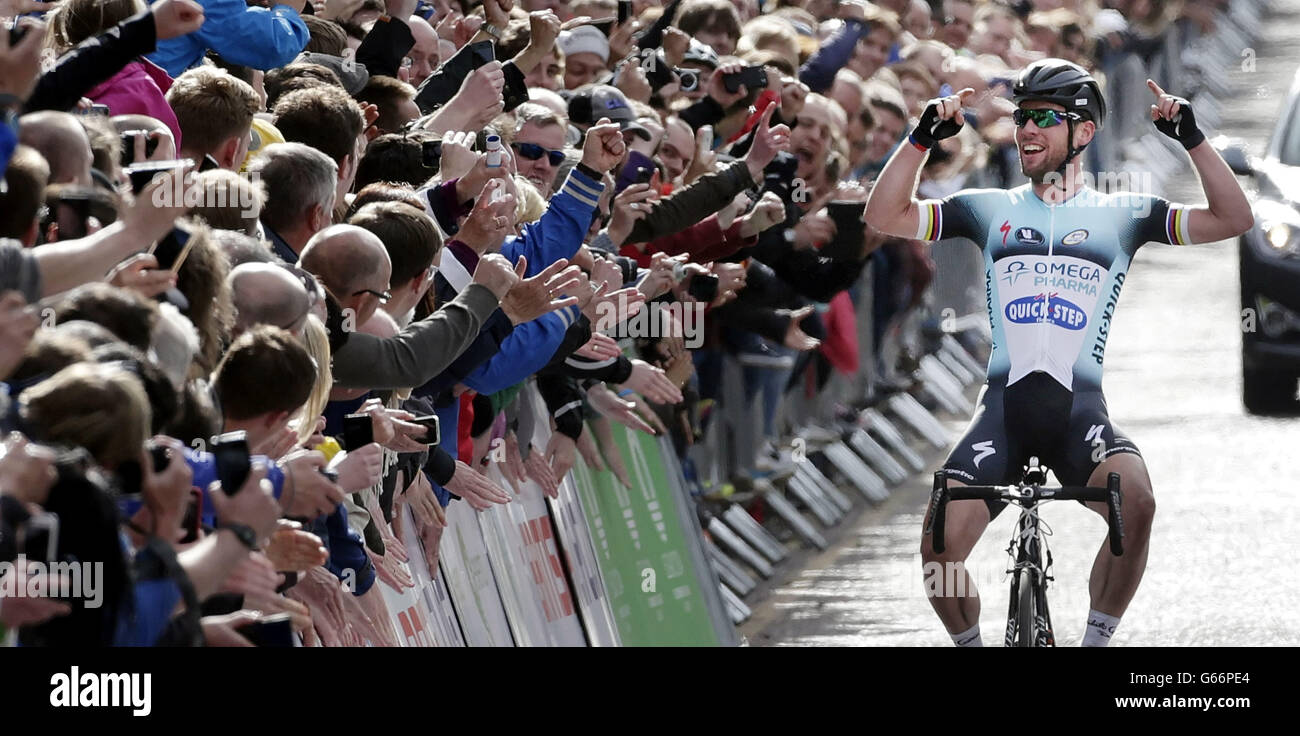 Mark Cavendish wins the National Road Race Championships in Glasgow. Stock Photo