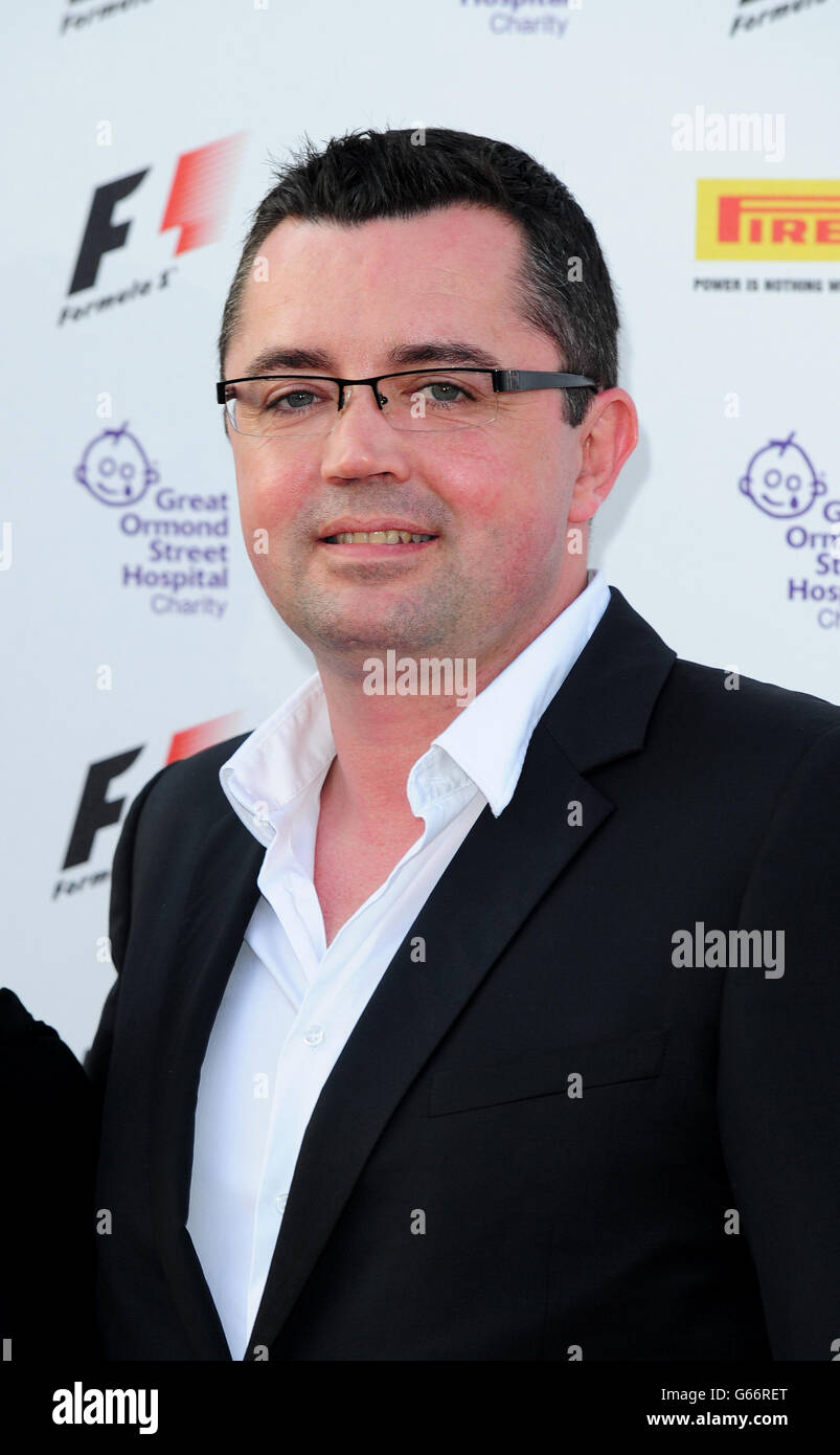 Eric Boullier arrives at the F1 Party in aid of Great Ormond Street Hospital Children's charity. The party marks the official launch of the Formula 1 British Grand Prix, raising vital funds towards the hospital's new Surgery Centre, held at Old Billingsgate, in London. Stock Photo