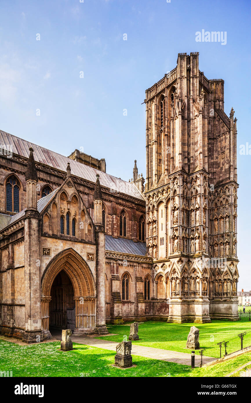 North West corner of Wells Cathedral, Somerset, England, UK Stock Photo