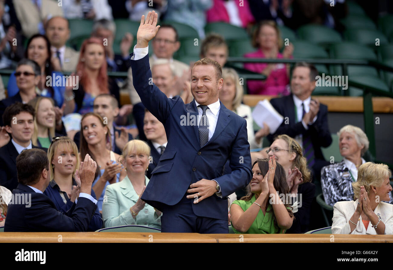 Dan Carter and David Beckham seen in Royal Box at Wimbledon tennis