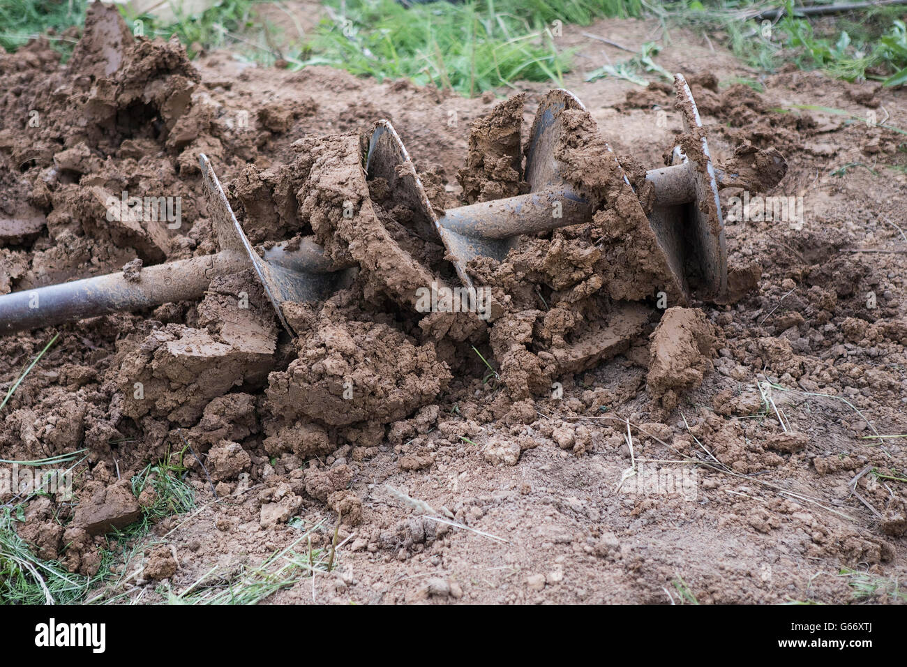 Auger for drilling holes for foundation Stock Photo Alamy